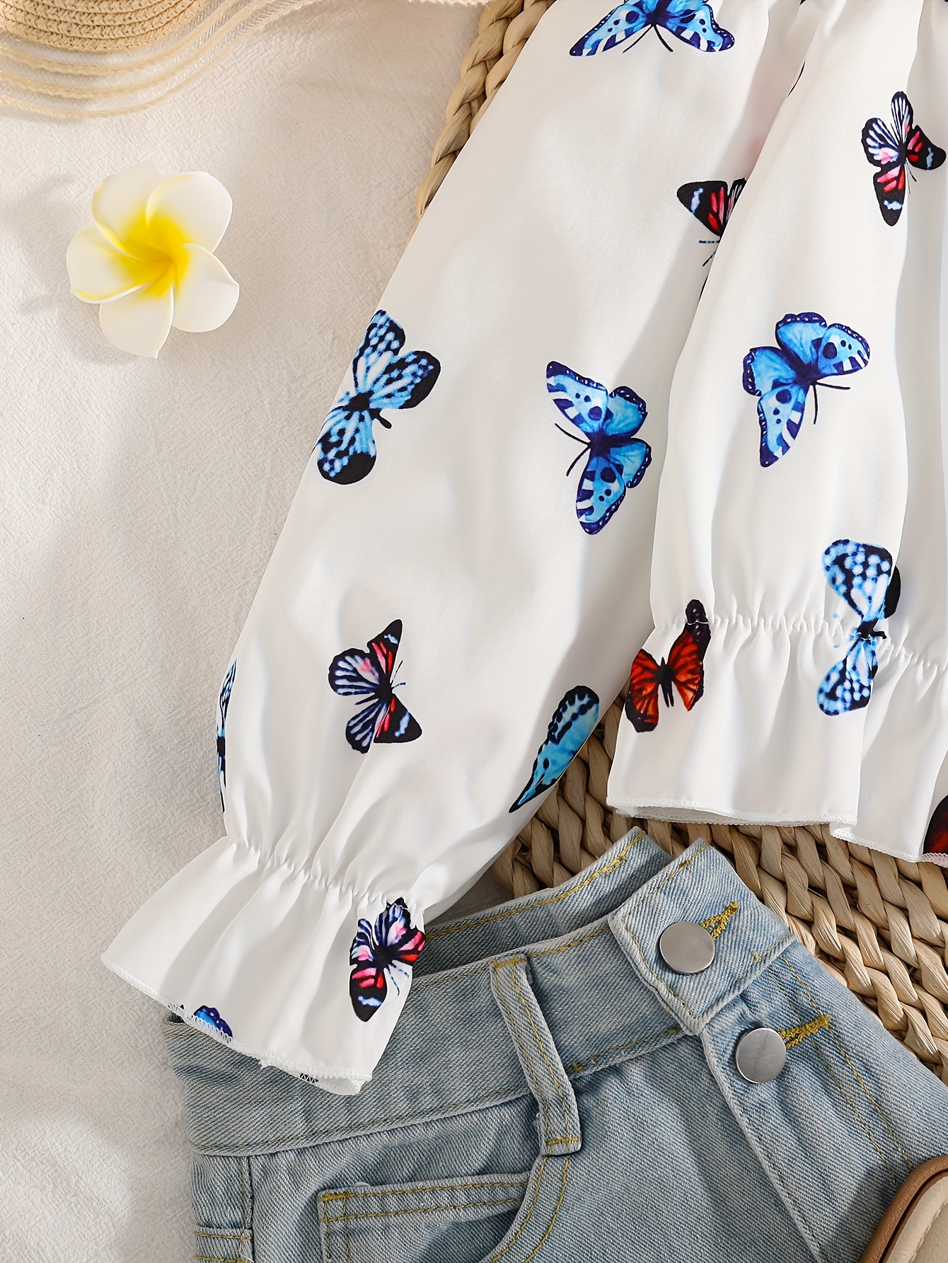 Girls' Off-the-Shoulder Long Sleeve Shirt with Print Casual Regular  for Spring/Fall, Machine Washable Dry White with