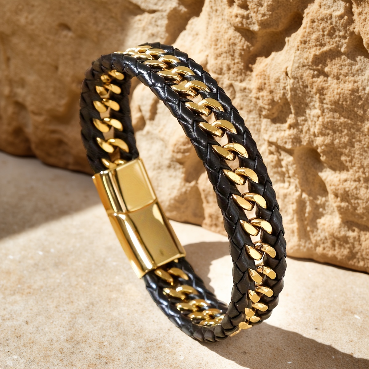 TEMU Pulsera tejida de moda unisex, brazalete de lujo personalizado, uso diario, regalo, vacaciones