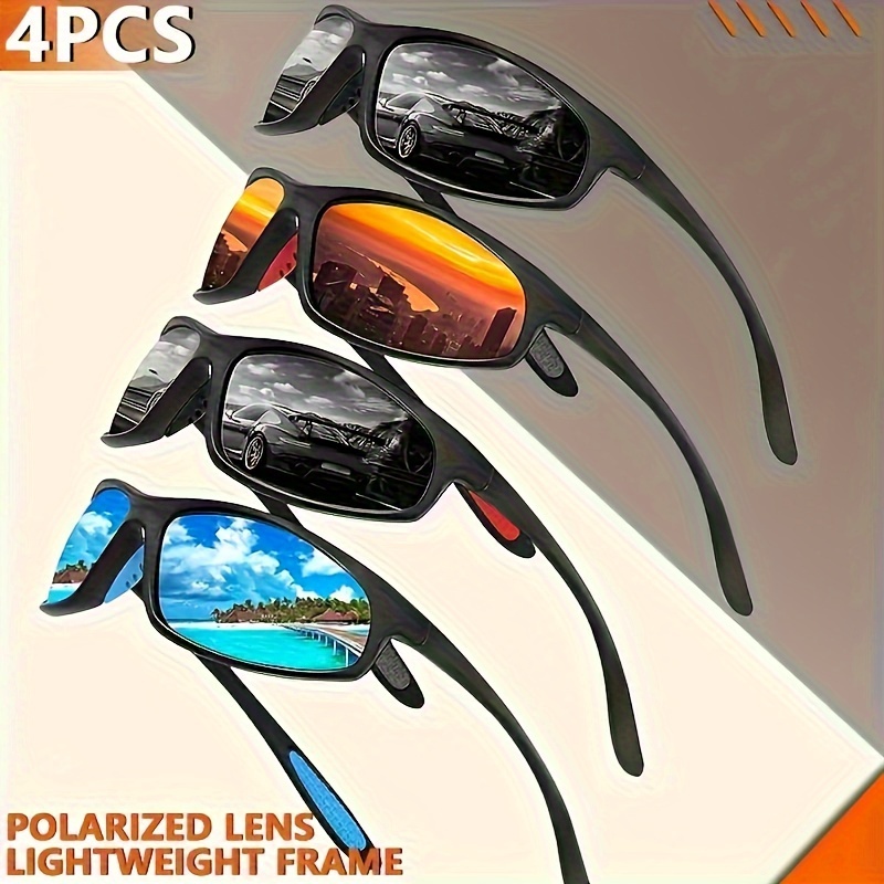 

4pcs New Polarized Sports Glasses Trendy Summer Cycling Fishing Men's Driving Glasses