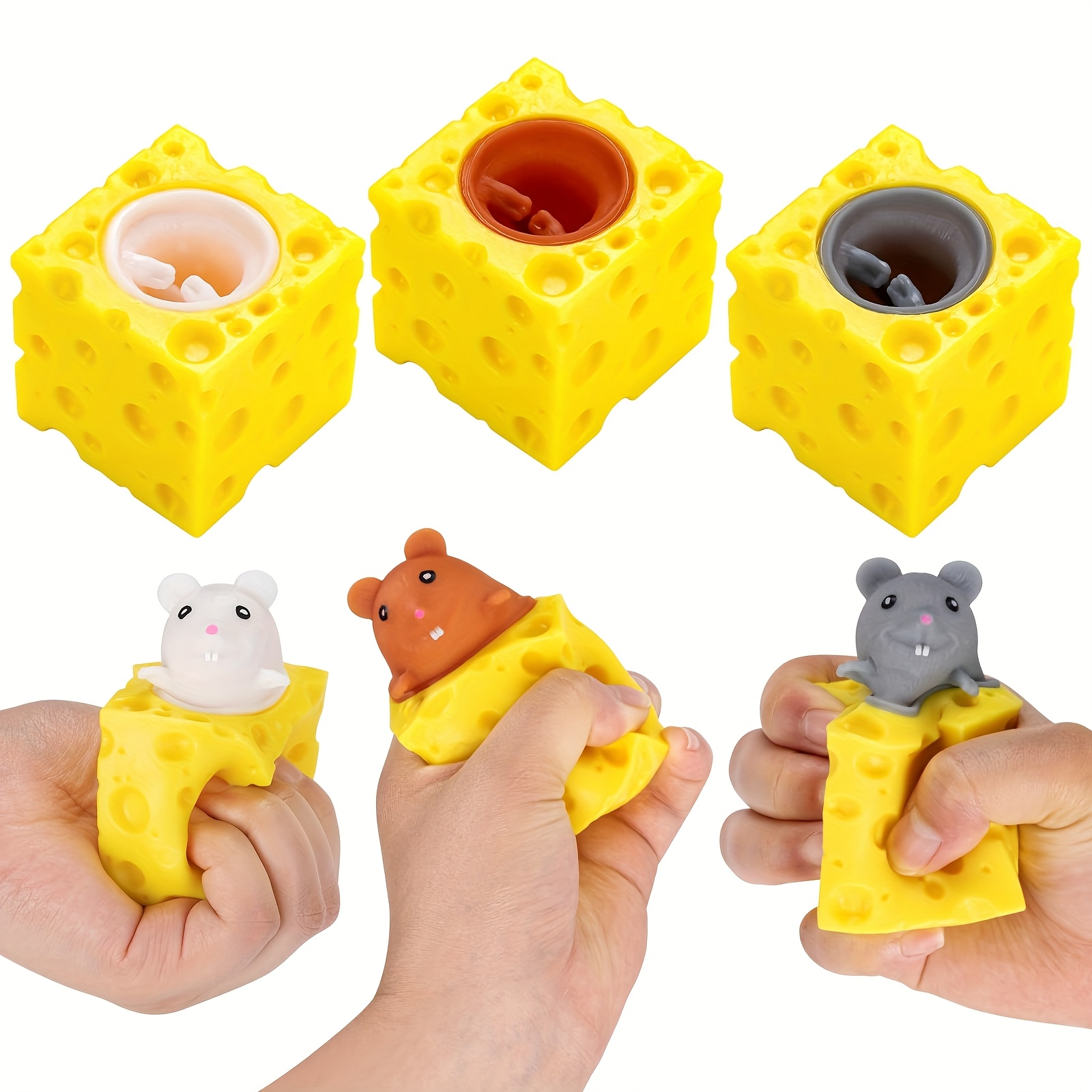  of cute cheese mouse squeeze cup toys colorful   sensory stress relief for teens and adults ideal christmas halloween party gift festive gift item   mouse design durable rubber material cheese toys