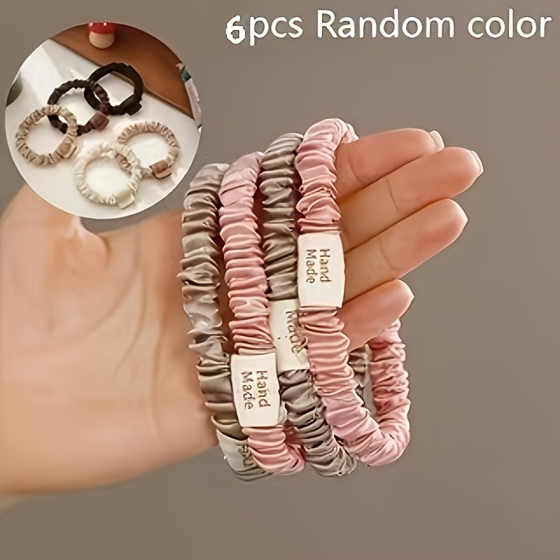 TEMU 6pcs Women's Non-slip Cuffs In Random Colors, Multi-functional Polyester Wristbands And Shirt Suit Ties, Reusable High-elasticity Hair Tie