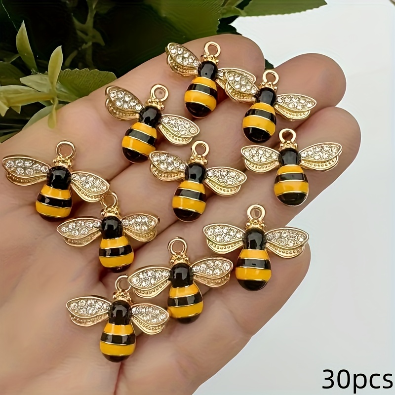 TEMU 30pcs/15pcs Pendants With Black And Yellow Enamel Decoration-diy Pendant With Exquisite , Suitable For Necklace, Bracelet, Earring Making-ideal