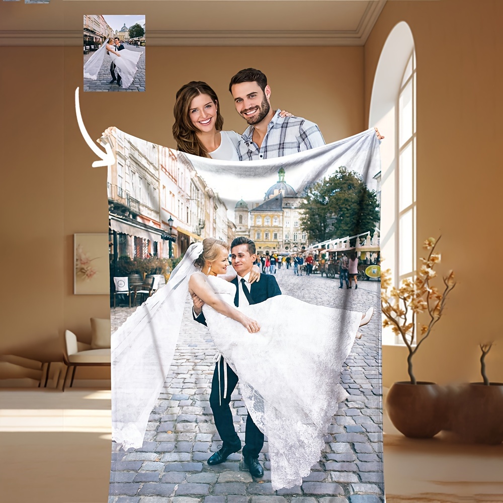 

1pc Personalized Photo Blanket, Customized Photo Sofa Blanket, Soft And Insulating. Suitable For All , Holiday Gift