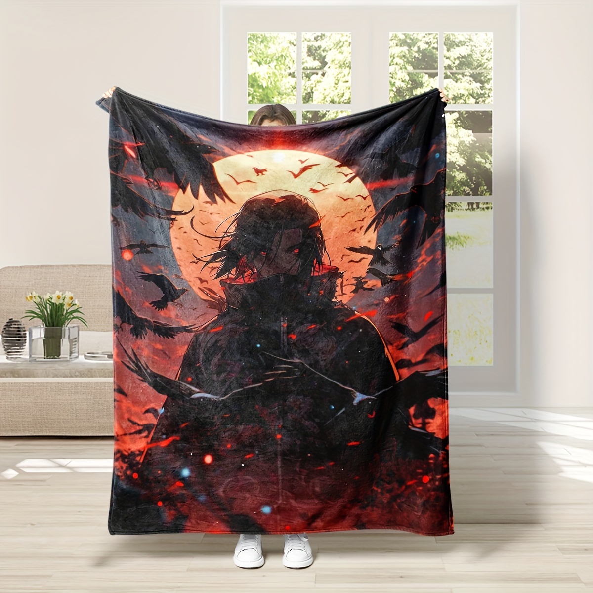 

Anime Character Print Flannel Throw Blanket - Contemporary Hypoallergenic Soft Multipurpose All-season Knitted Sofa And Bed Blanket With Machine Washable Care Instructions
