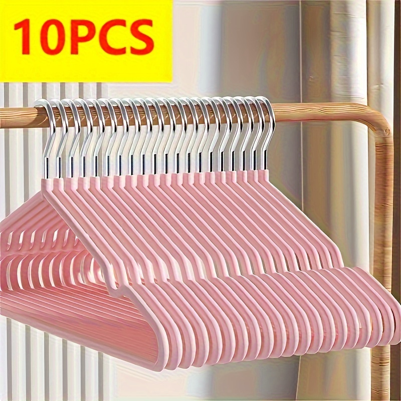 TEMU 10pcs Heavy-duty Metal Standard Hangers, Spray-painted With Shoulder Notches, Non-slip Closet & Wardrobe Organizer