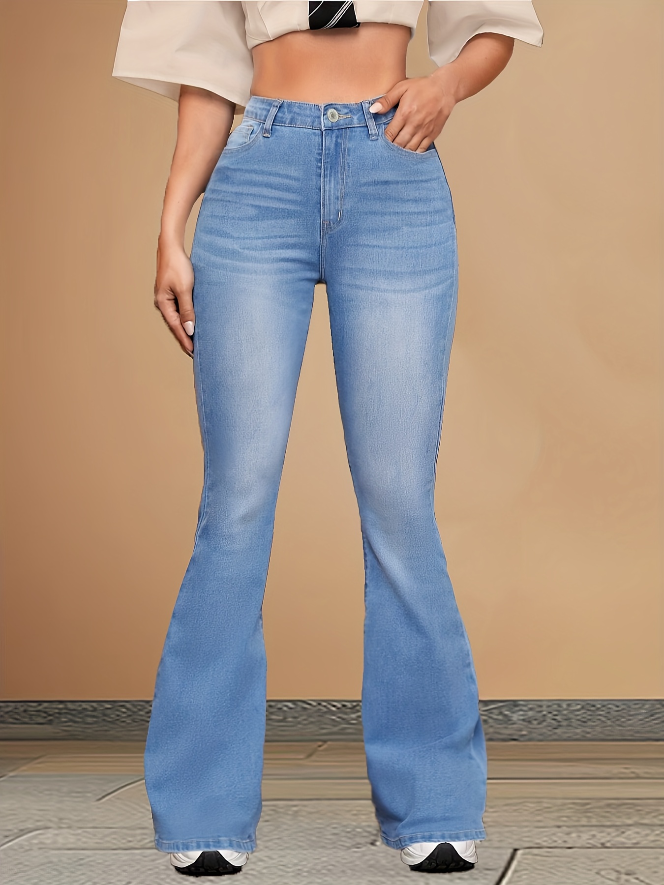 light stretch denim flare pants women's - Temu Oman