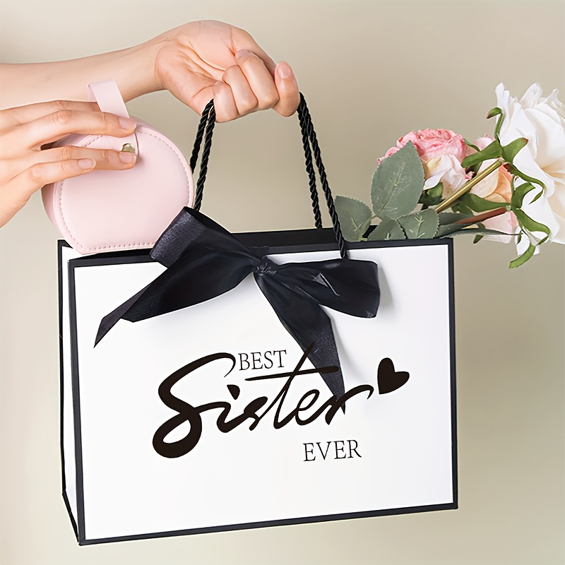 E-shop Geschenk für Sie/Ihn Eine elegante Geschenktüte für Schwestern - ein leichter, faltbarer Einkaufsbeutel mit Bändern, mit einem -Design, für