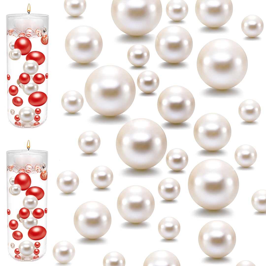 

500pcs Pearl Vase Fillers, Plastic No-hole Beads, Assorted Sizes, For Wedding Centerpieces, Home Decor, Party, Halloween, Christmas, Valentine's Day