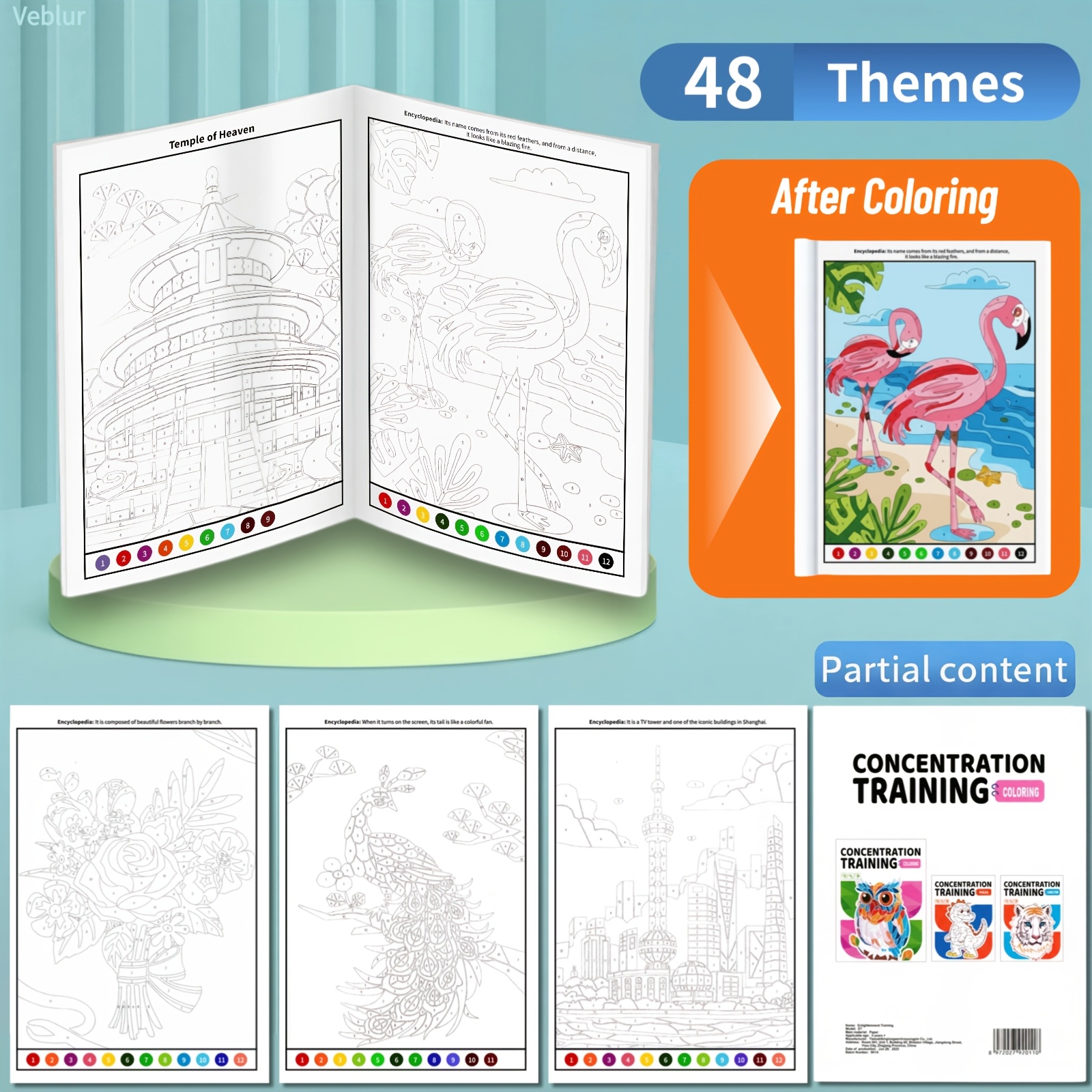 Image of 48 Themes Coloring Book By Numbers For Kids Ages 3-12, Painting And Drawing Activity Book, And Cognitive Development Art Craft, Ideal Birthday Gift For Creative Boys Girls