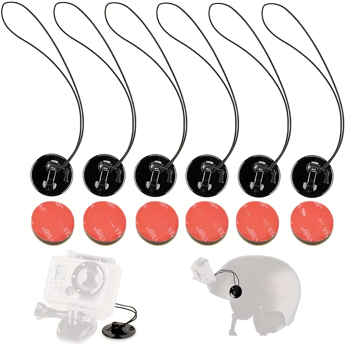 Action Camera Safety Tether Strong Adhesive Stickers Strap Cord Compatible With Hero 12 11 10 6 5 4 3 X4 X3, , , Action Camera Helmet Mounts