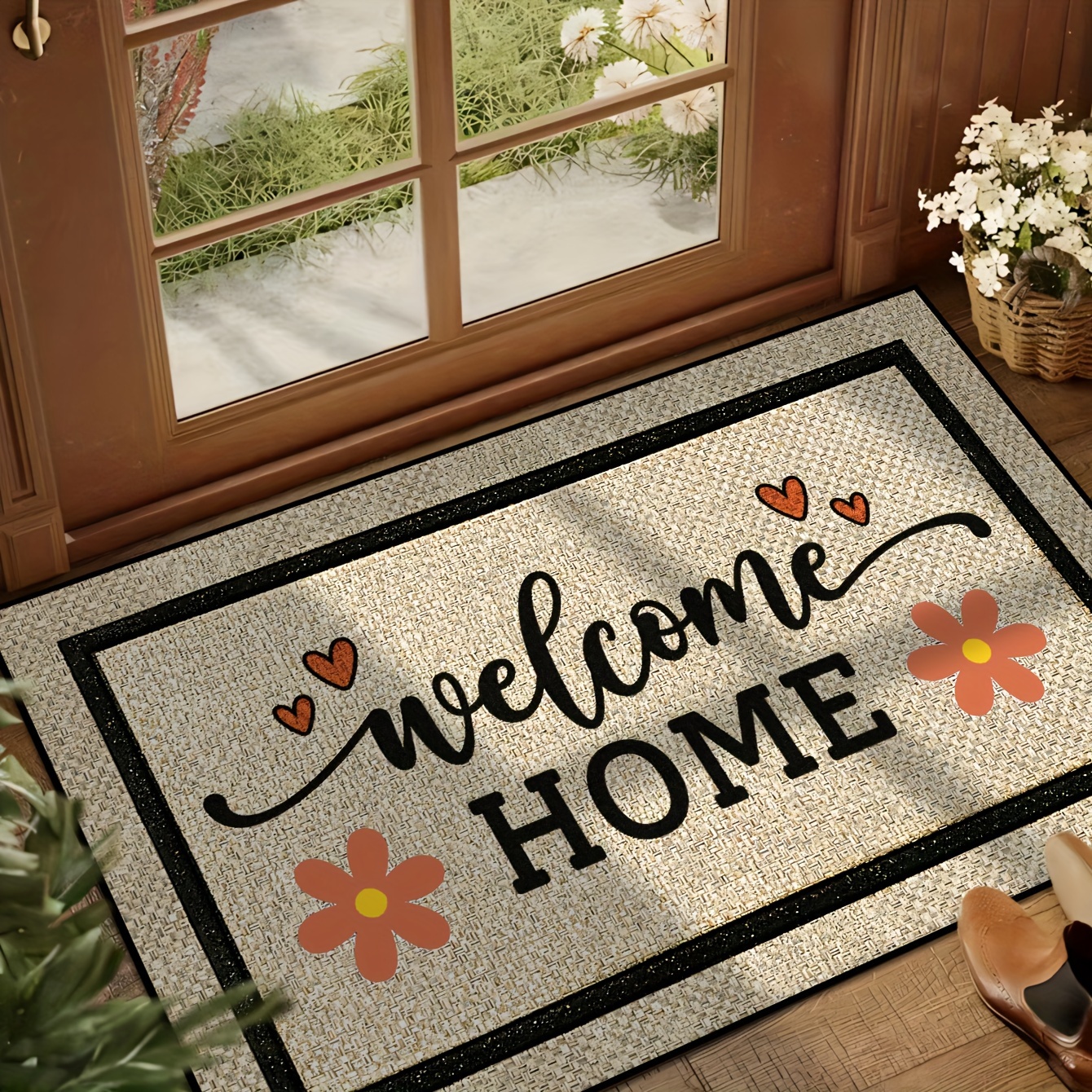 

Welcome Home Doormat And , Machine Washable, Non-slip, Stain Resistant, Low Pile, Knit Weave, Polyester Fiber, Polypropylene Backing, Indoor And Outdoor Use