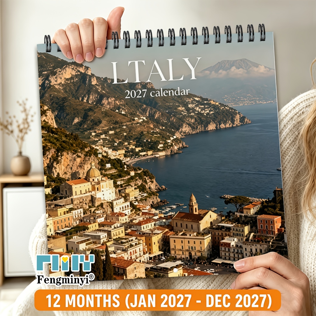 TEMU 12-month Wall Calendar Planner, 1pc 2027 Planner Wall Calendar, Christmas And New Year Gifts For Home Or Office, Cute And Fun Italian Scenery