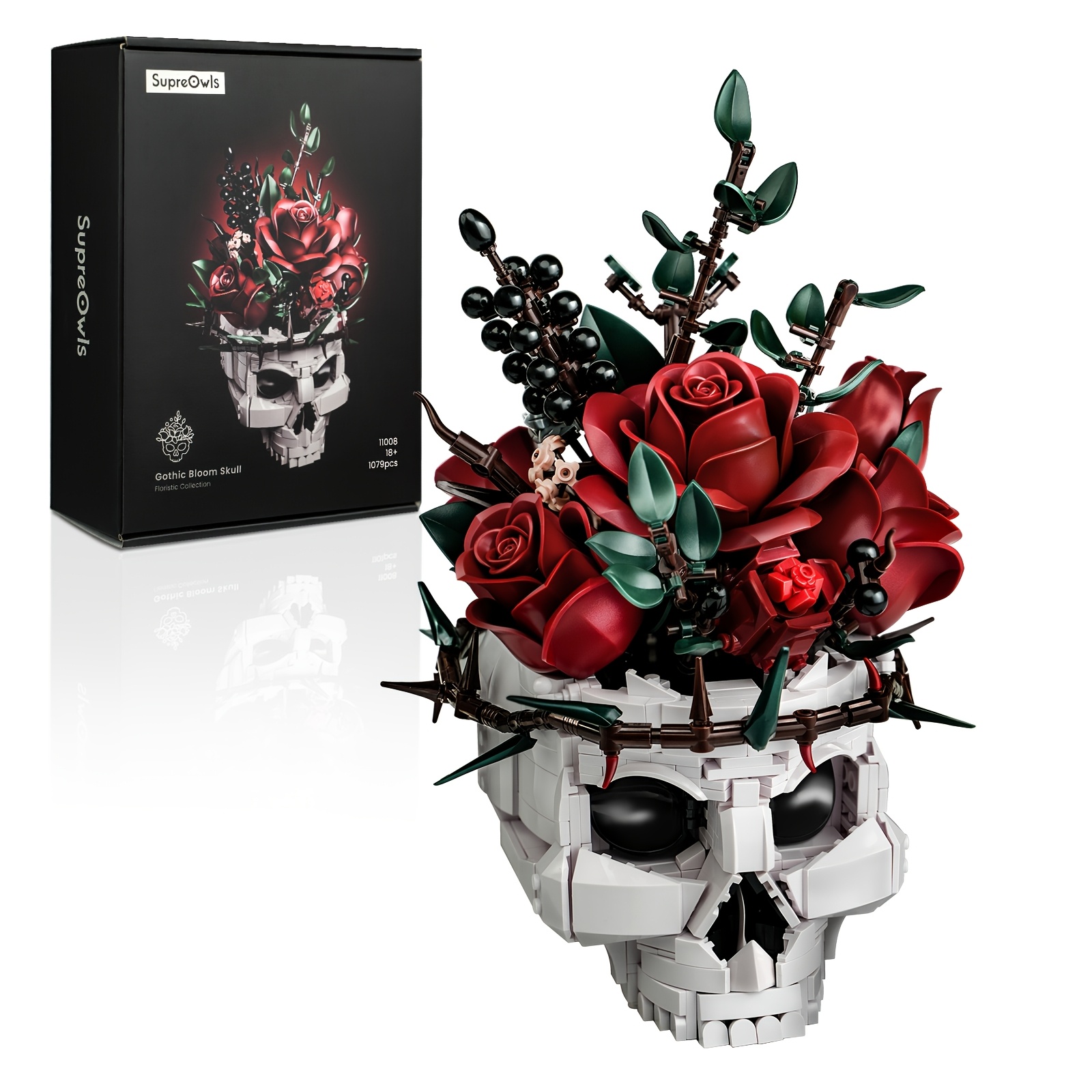 TEMU 1101 Building Toy Pieces - Rose Flower, Ideal For Gothic-style Decor In Building Sets. Collectible Toys, Perfect For Halloween Gifts.