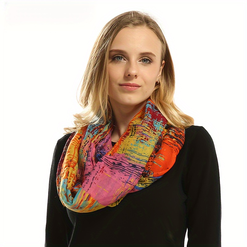 

Vibrant Printed Scarf - Polyester , Suitable For Outdoor Use, Sun Protection, And - Autumn/winter Seasonal Design With Tassels - Women' Accessory - Non-elastic, Hand Washable, And Decorative -