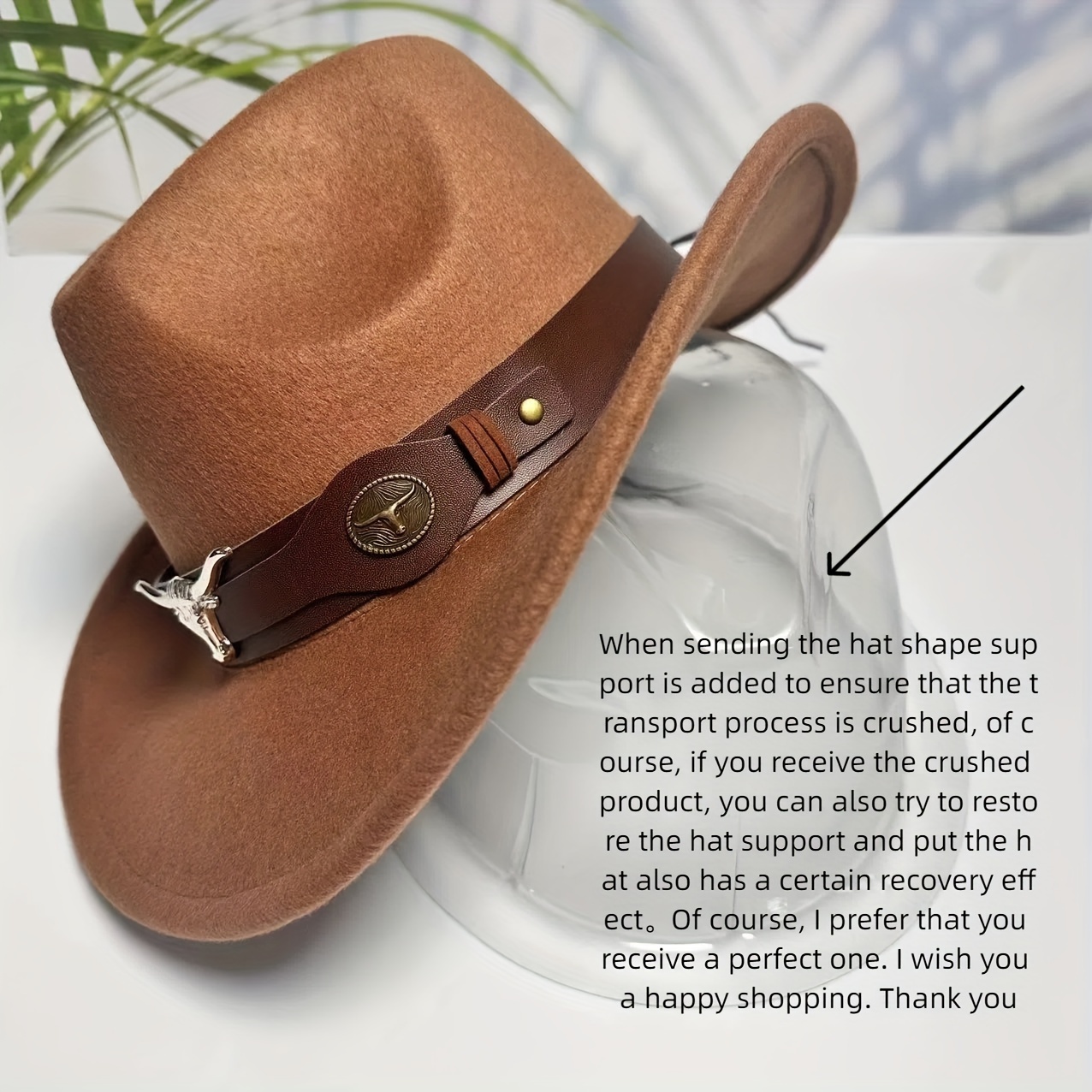 Felt Cowboy Hat Wide Brim Adjustable Western Outdoor Accessory Cattleman | Black Felt Cowboy Hat with Western Hat Band  main image 4