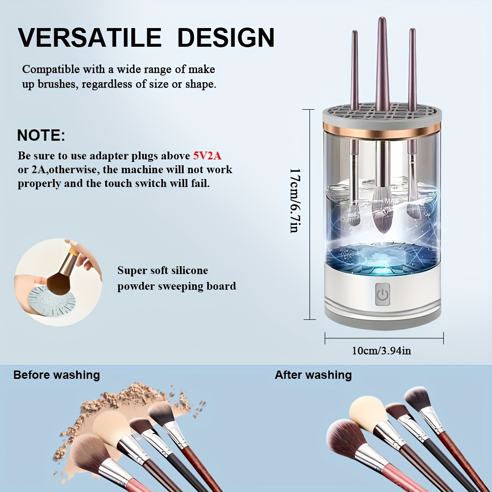 usb rechargeable electric makeup brush cleaner quick   deep cleaning machine for all brush types portable design ideal for   use   tools gift for women friends details 4