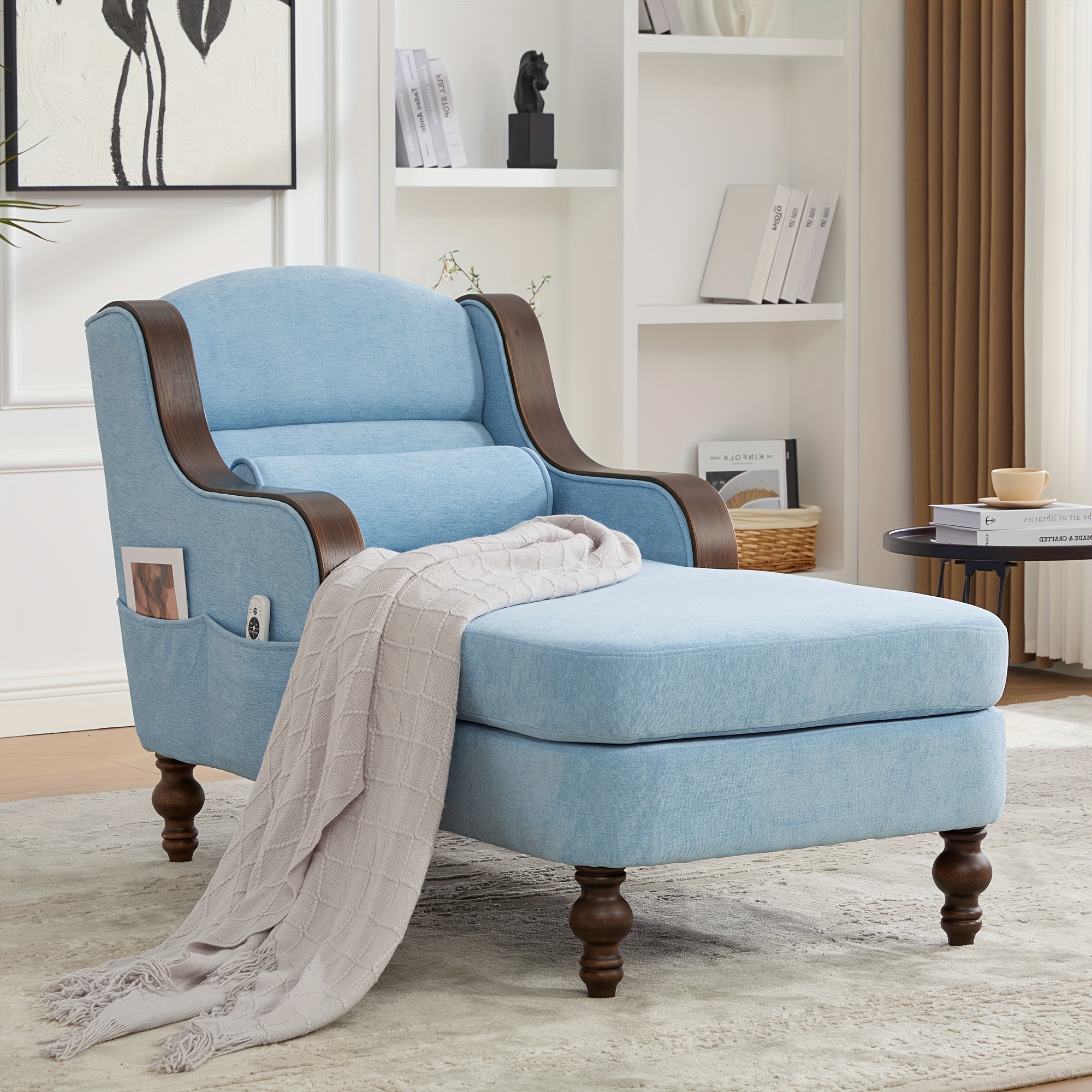 Large Indoor Chaise Lounge, Fabric Single Sofa Bed Featuring a Spacious Seat, Upholstered Relaxing Armchair, Reading Couch Collection for Living Room And Bedroom