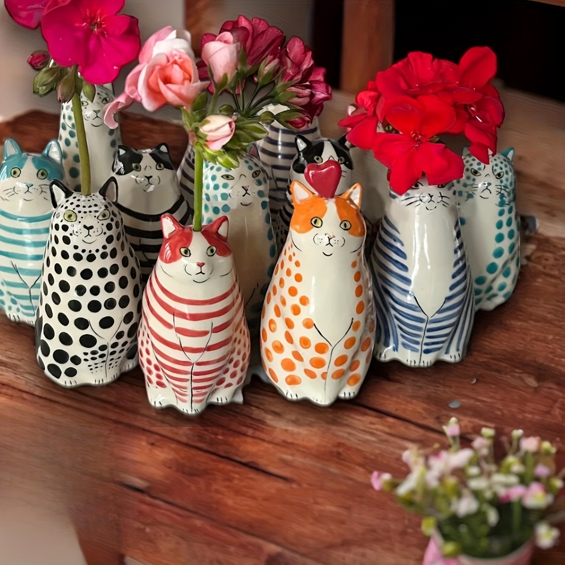 katze polka dot muster niedliche kleine vase