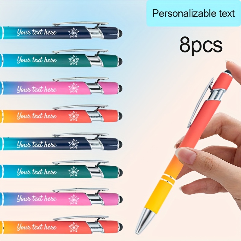 Image of 8pcs Premium Metal Ballpoint Pen, Personalized Text, Office Learning Essential, Daily School Supplies, Mother's Day, Father's Day, Etc. Suitable For Holiday Gifts