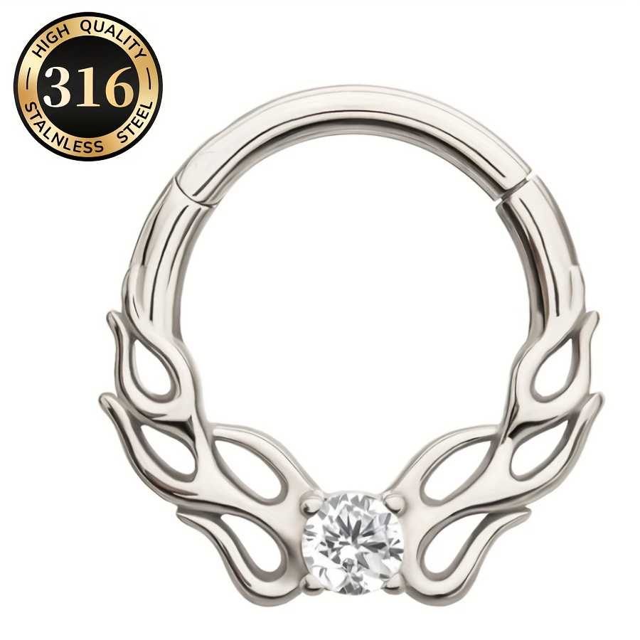 E-shop 316L Edelstahl Wein Inlaid CZ Nasenscheidewand Nasenring Ohrring und Knorpel Piercing, geeignet für Männer und Frauen, geeignet für den