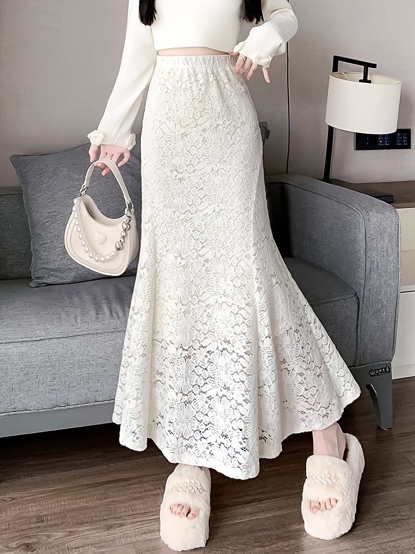 womens elegant high waisted maxi skirt formal casual Temu Pakistan