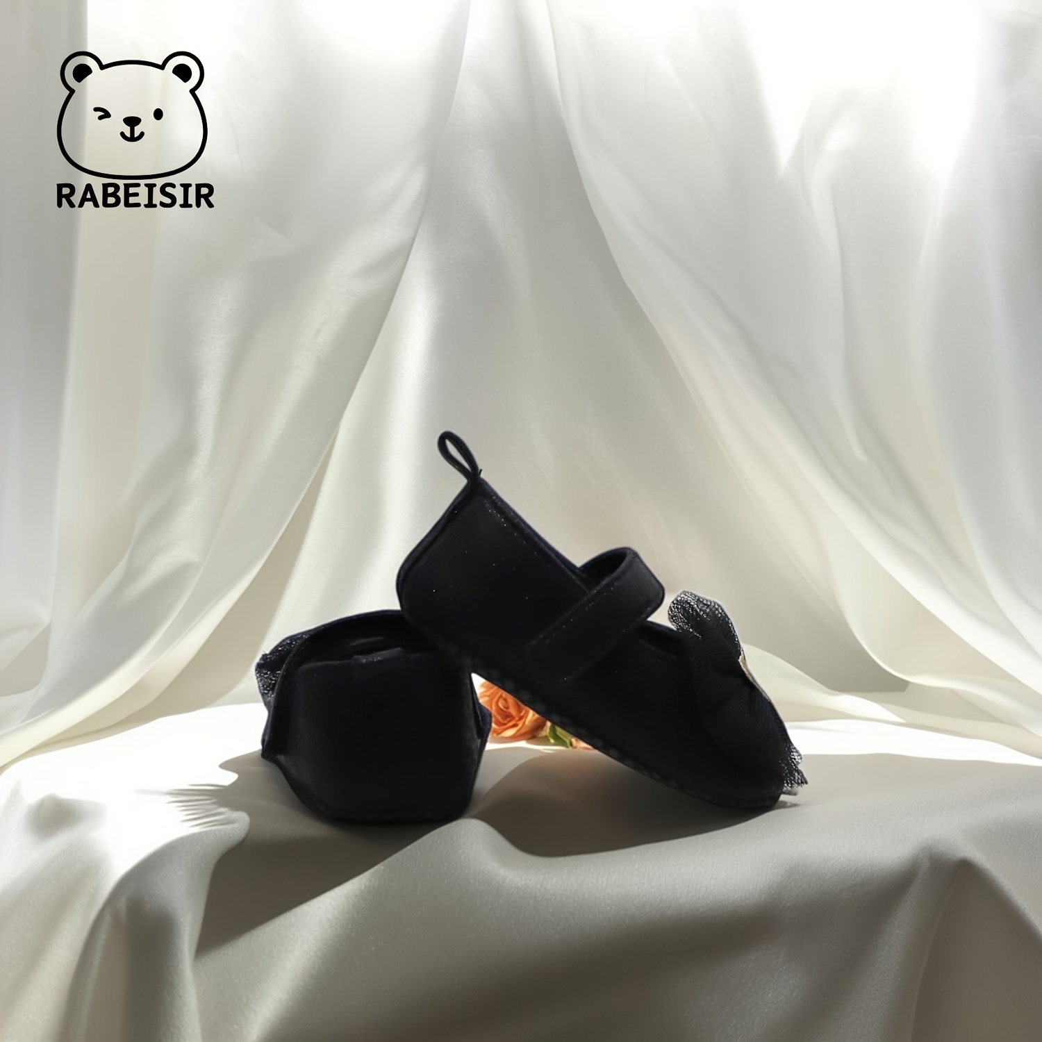 RABEISIR First Walkers Soft-Soled Slip-Resistant Mary Jane Shoes with Lace Bow & Geometric Pattern - Lightweight Canvas & Fabric, Closure, EVA Cushion for Spring/Fall, Everyday & Casual Outfits, Girl Shoes, Seasonal Footwear, Decorative Footwear, Slipresistant Soles
