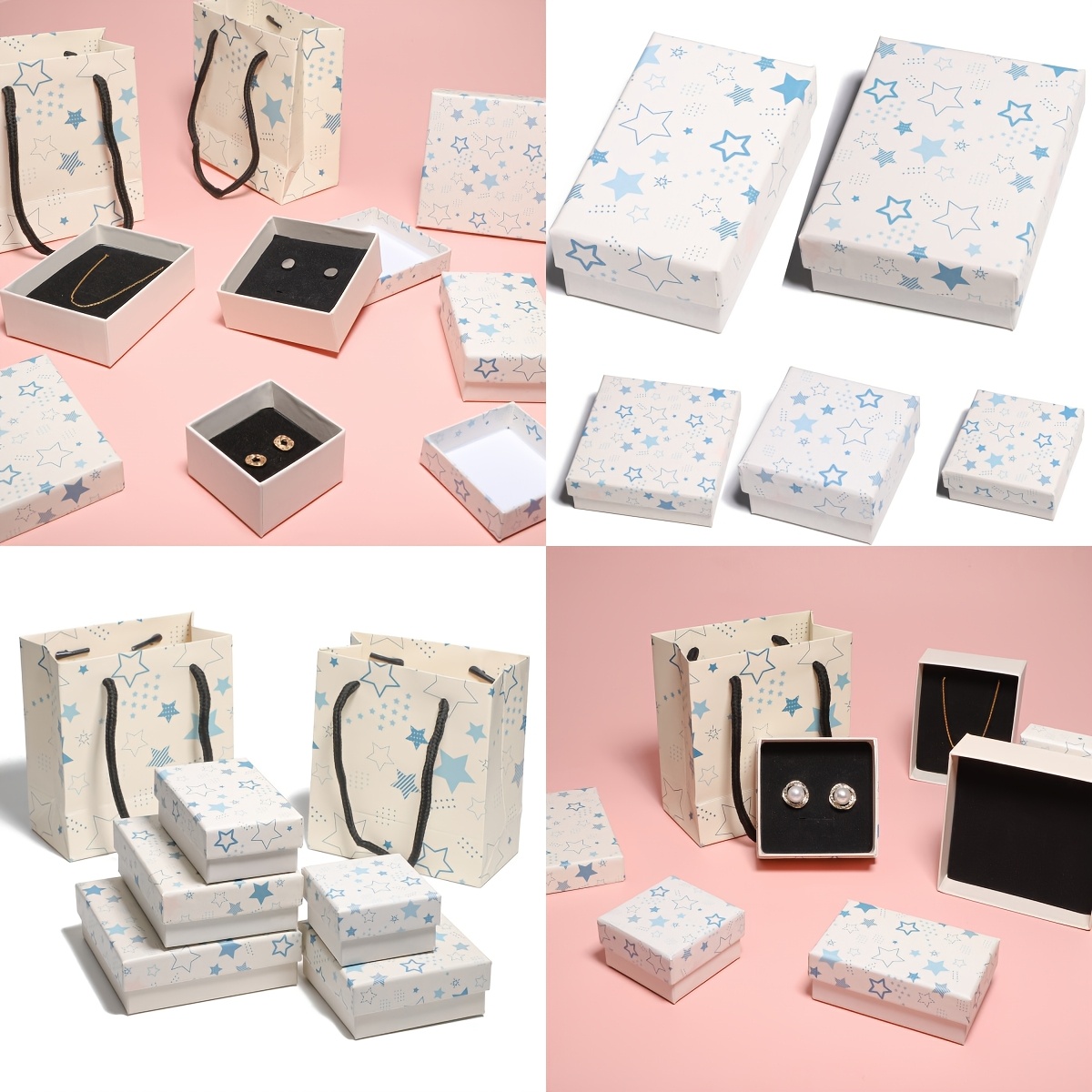 White Star Series Gift Box and Paper Bag Set, Jewelry Packaging