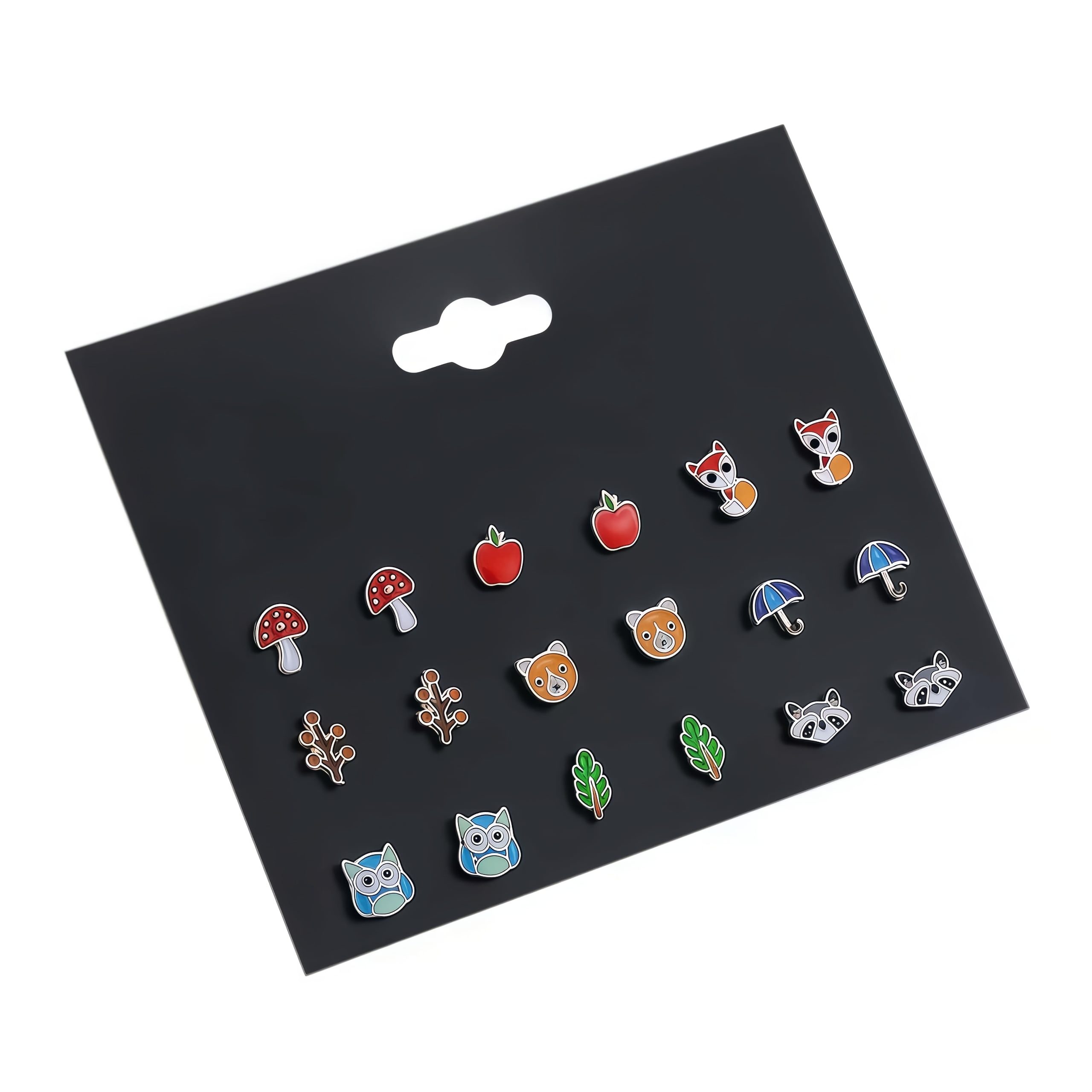 TEMU 9 Pairs Women' Hypoallergenic Forest Animal Stud Earrings Suitable For Daily Wear, Cute Fox Bear Owl Mushroom Jewelry Gift, Sweet Cartoon Ear