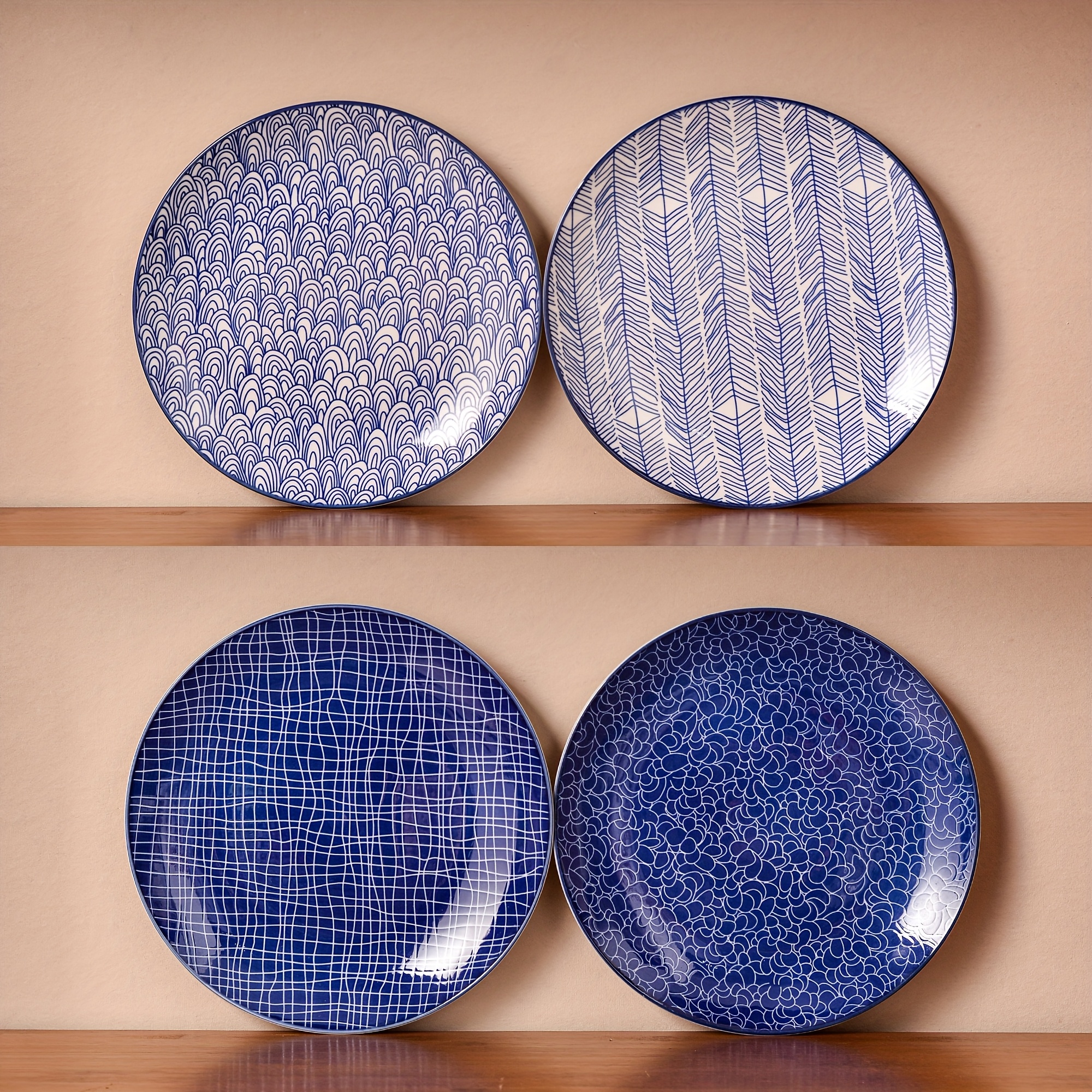 4pcs Dinner Plates, Unbreakable Dinner Dishes Plates 4pcs Set Dishwasher & Microwave Safe, Reusable Kitchen Gadgets