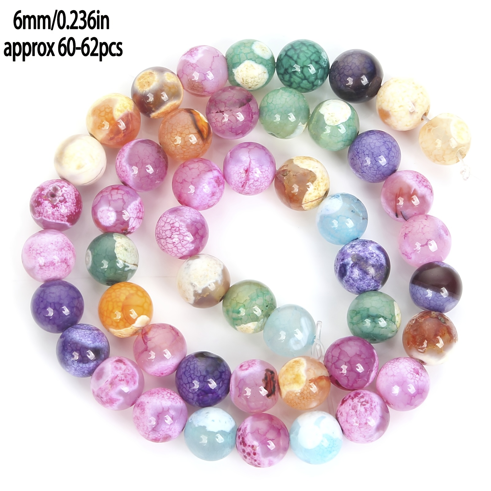 TEMU Aaa Natural Colored Dragon Patterned Agate Used For Jewelry Making Bracelets Necklaces Earrings Valentine's Day Gifts Holiday Gifts 6/ 8/ 10mm