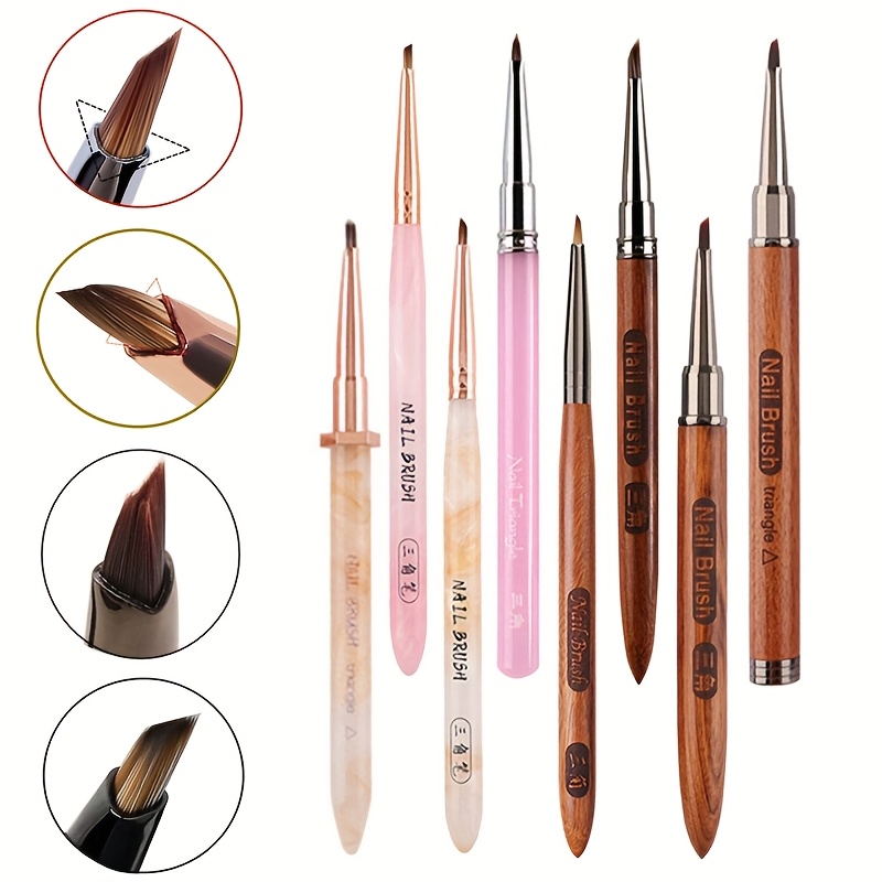 8 Stück Acryl Nagelpinsel Set – Mit Blütenblattmuster, Für Nageldesign, Farbverlauf, Halbmond-Malerei