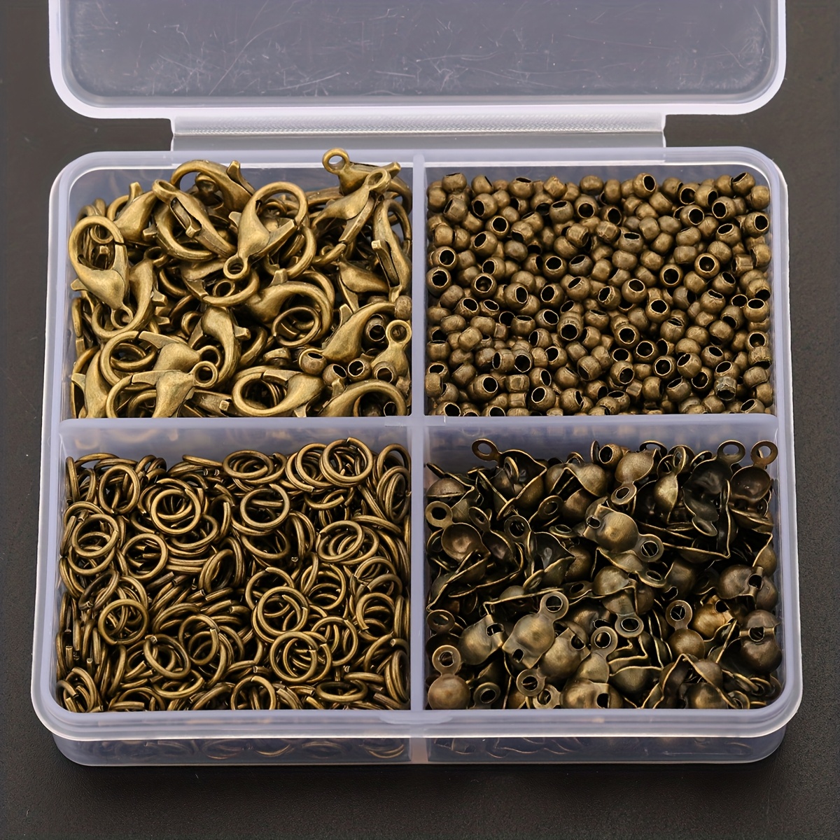 E-shop 350pcs Lobster Clasps/Pack Clips/Positioning Beads/Split Rings, Including 50pcs Lobster Clasps, 100pcs Pack Clips, 100pcs Positioning Beads and