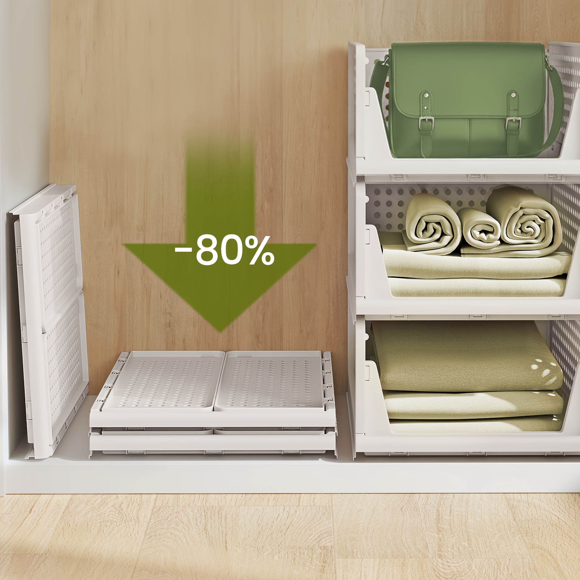 Wardrobe Storage Organizer Set of 6 Foldable Pull-Out Baskets