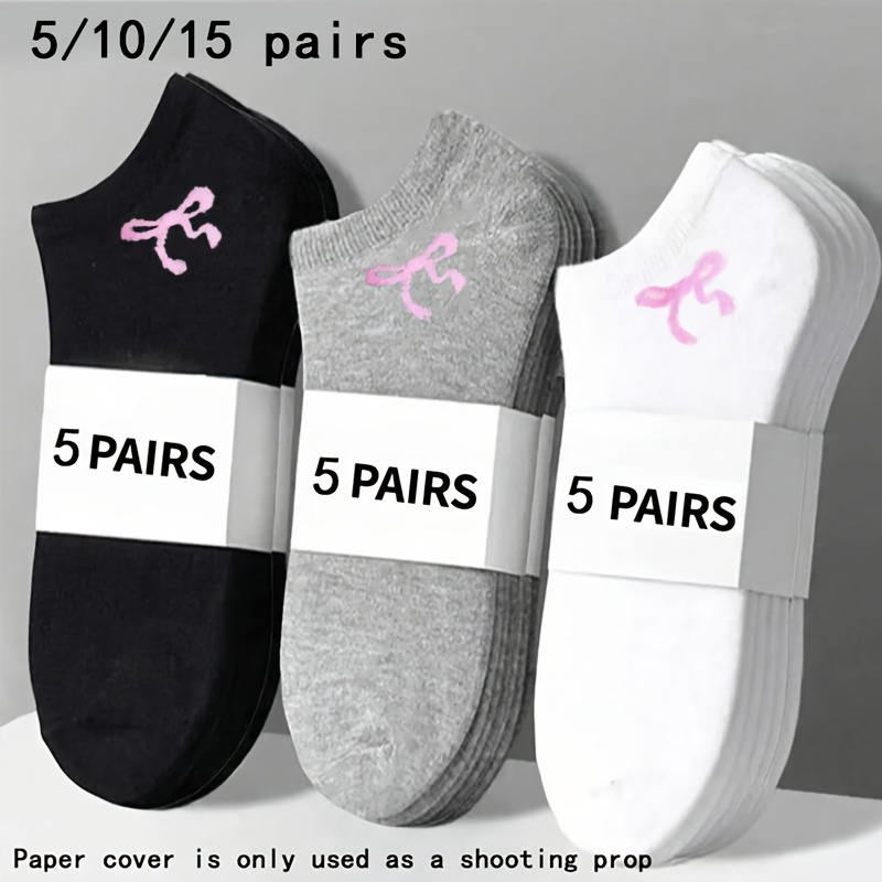 5 pairs 10 pairs 15 pairs of black white and gray basic boat socks with   trendy and versatile
