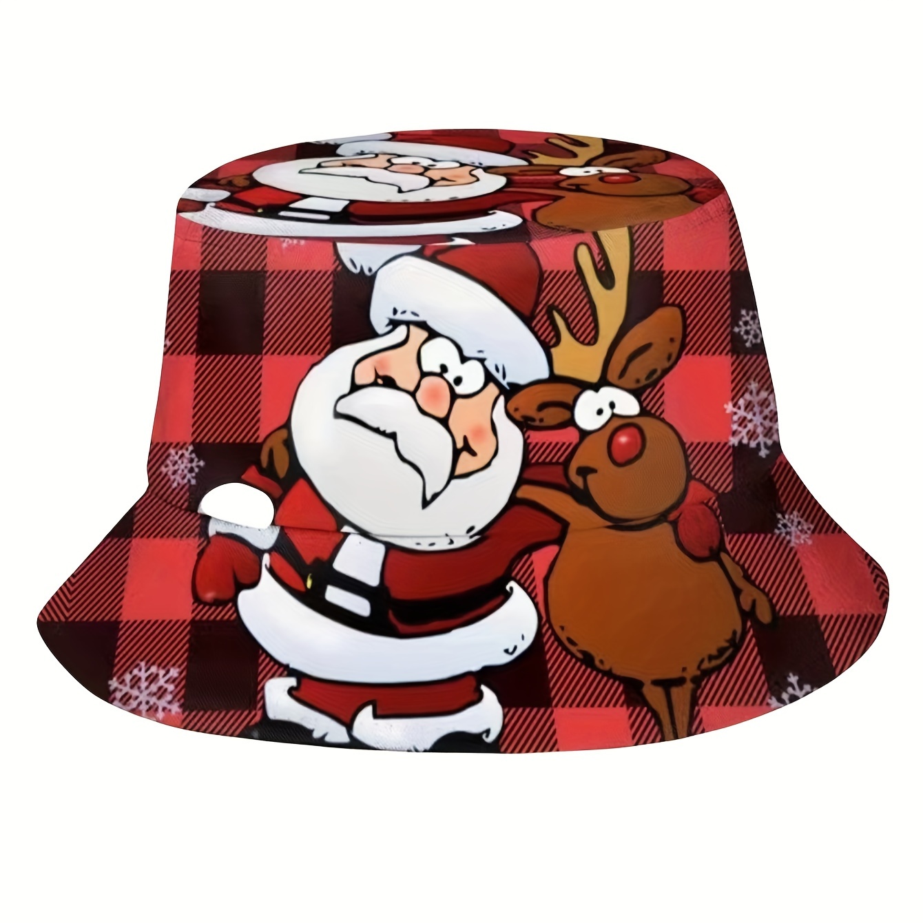 TEMU 1pc 57cm Santa Claus Pattern Hat Outdoor Casual Sun Hat Cartoon Foldable Basin Hat