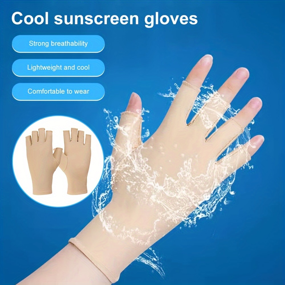 Ice Silk Fingerless Sun Protection Gloves Half Finger Sunscreen