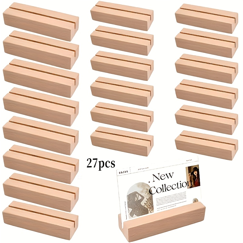 Image of 27 Wooden Card Holders, Identification Stands, Table Number Display Stands, Photo Frames, Wedding Business Card Holders, Suitable For Retail, Parties, Anniversaries, And Business Use