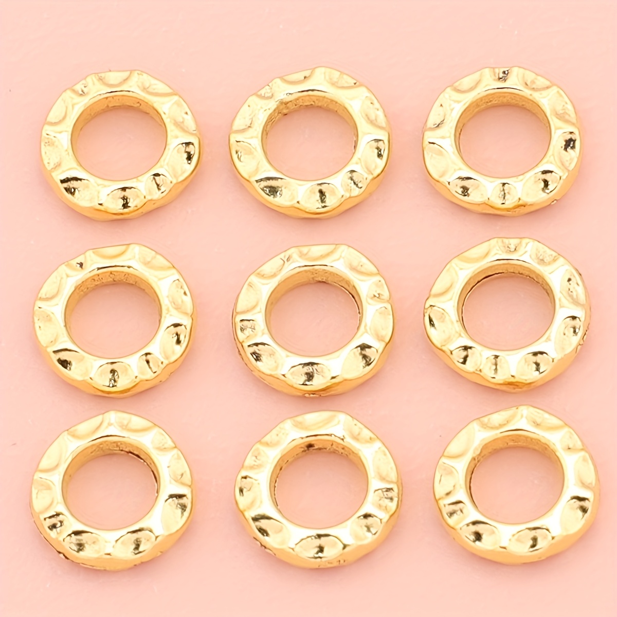 TEMU 60pcs Golden Wave Spacer Beads, Spacer Pieces, Decorative Beads, 8mm Spacer Beads, Alloy Flat Round Beads, Partition Beads, Pendant Beads, Bead