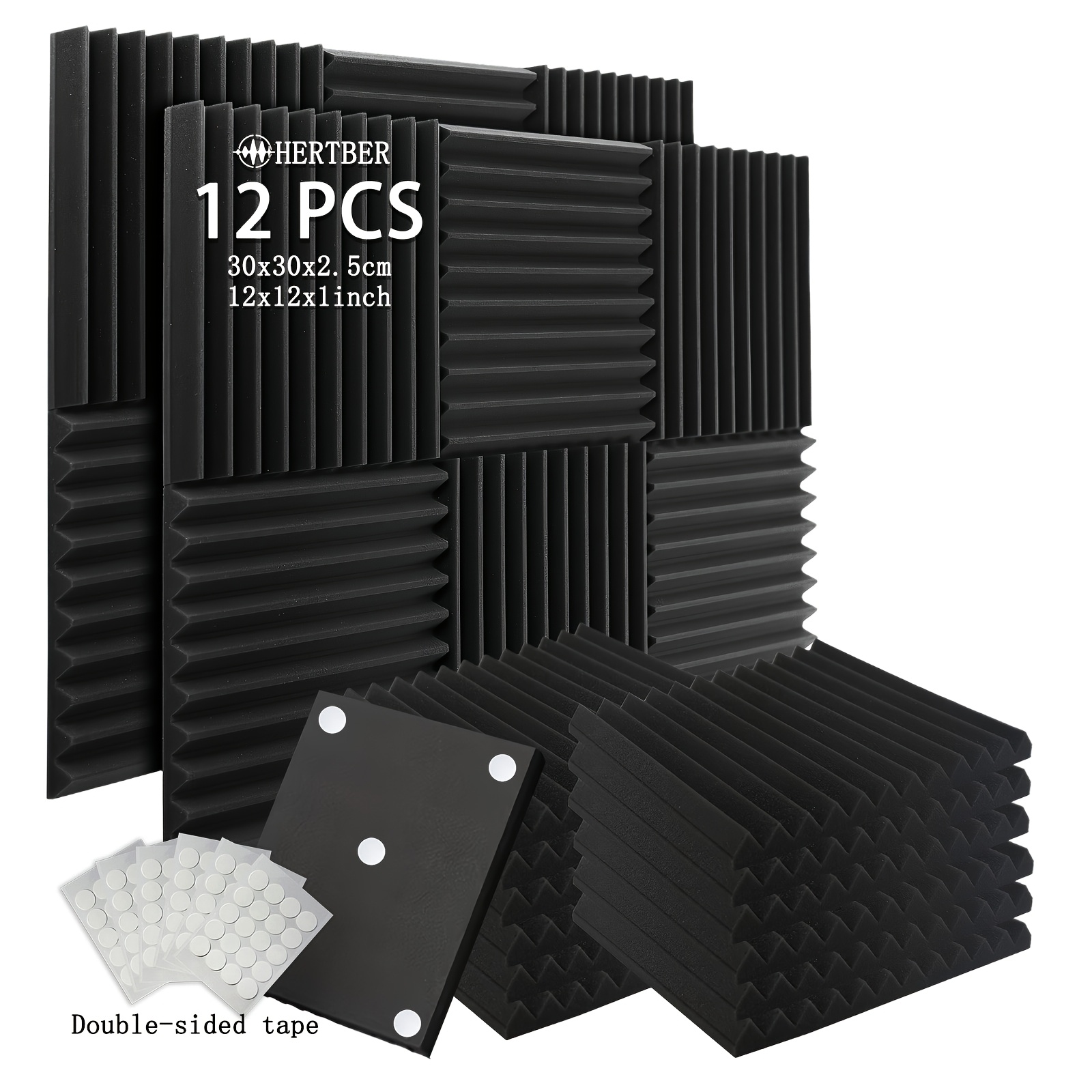 12pcs set of 30x30x2 5  and gray soundproofing and noise reducing panels 60pcs of strong double sided   tape installation is   based and requires no   suitable for home theater decoration office partitions