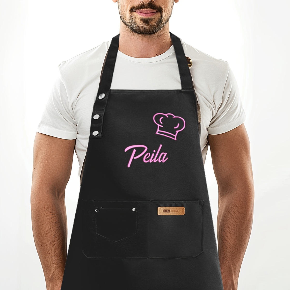 TEMU Grembiule Personalizzato con Ricamato, Grembiuli Personalizzati per Cucinare, Grembiuli Personalizzati per , Grembiule da Chef Personalizzabile,