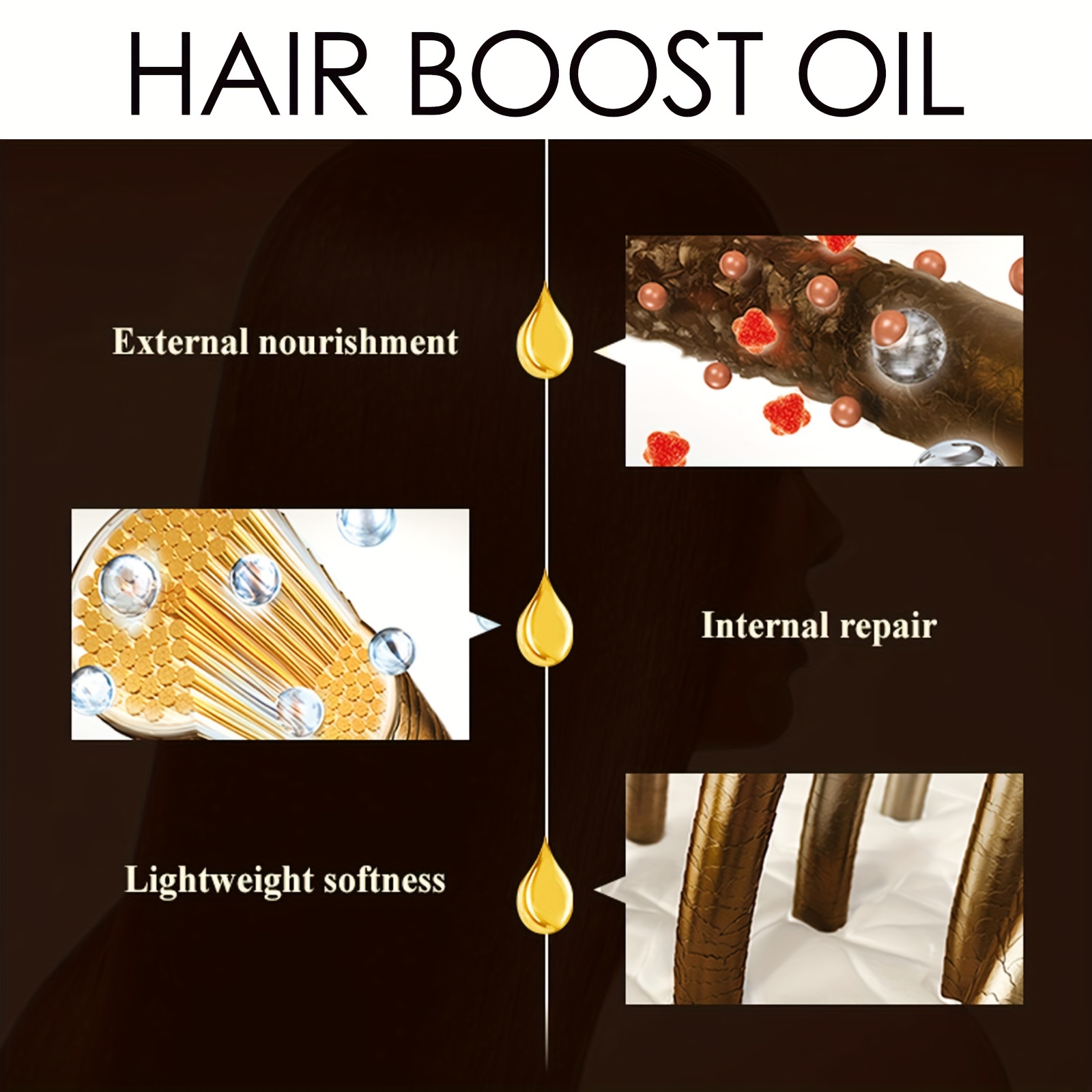 

60ml Hair Boost Oil, Rosemary Hair Care Essential Oil, Strengthens Hair, Healthy Hair Penetrates Root To Tip