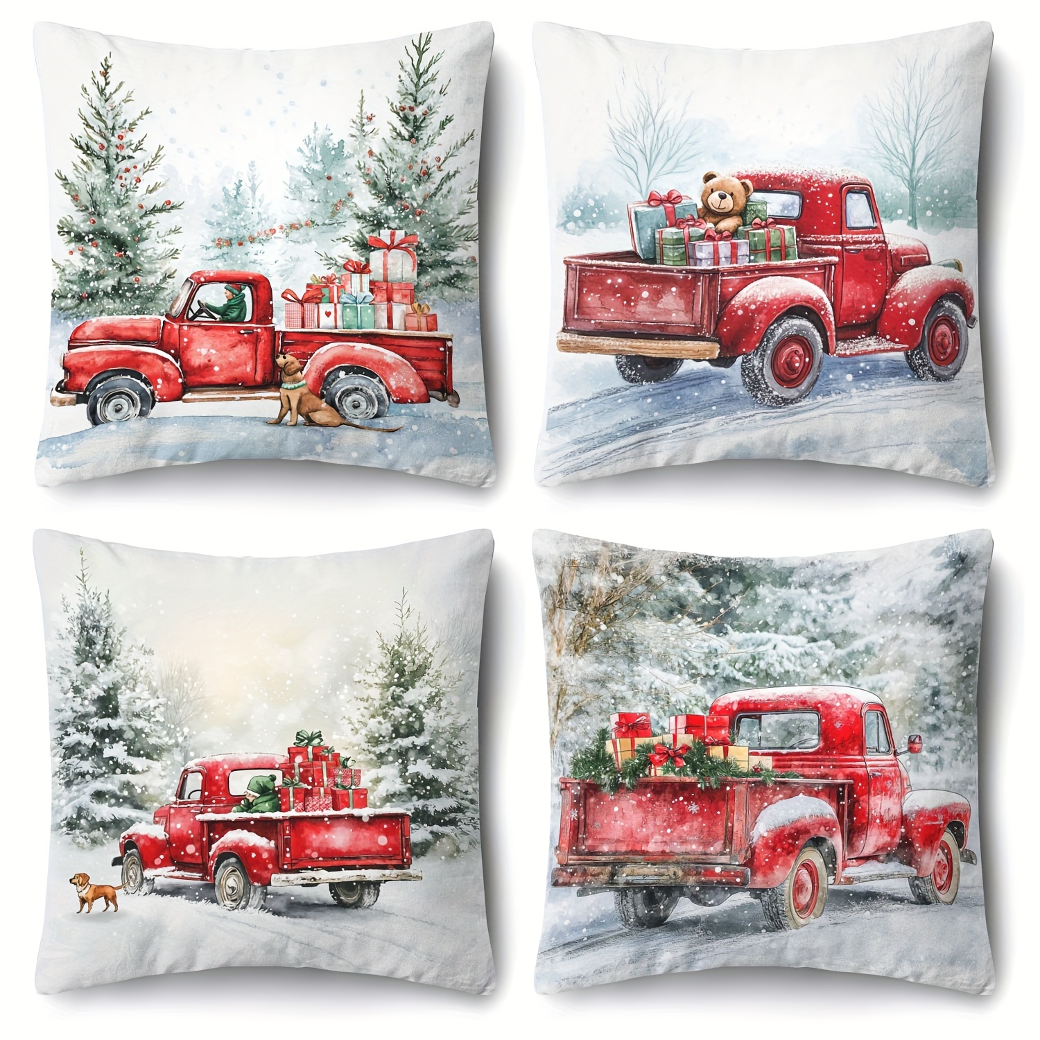 

Christmas 4pcs Set - , & - 18x18 , Zip For Sofa Decor - Polyester,