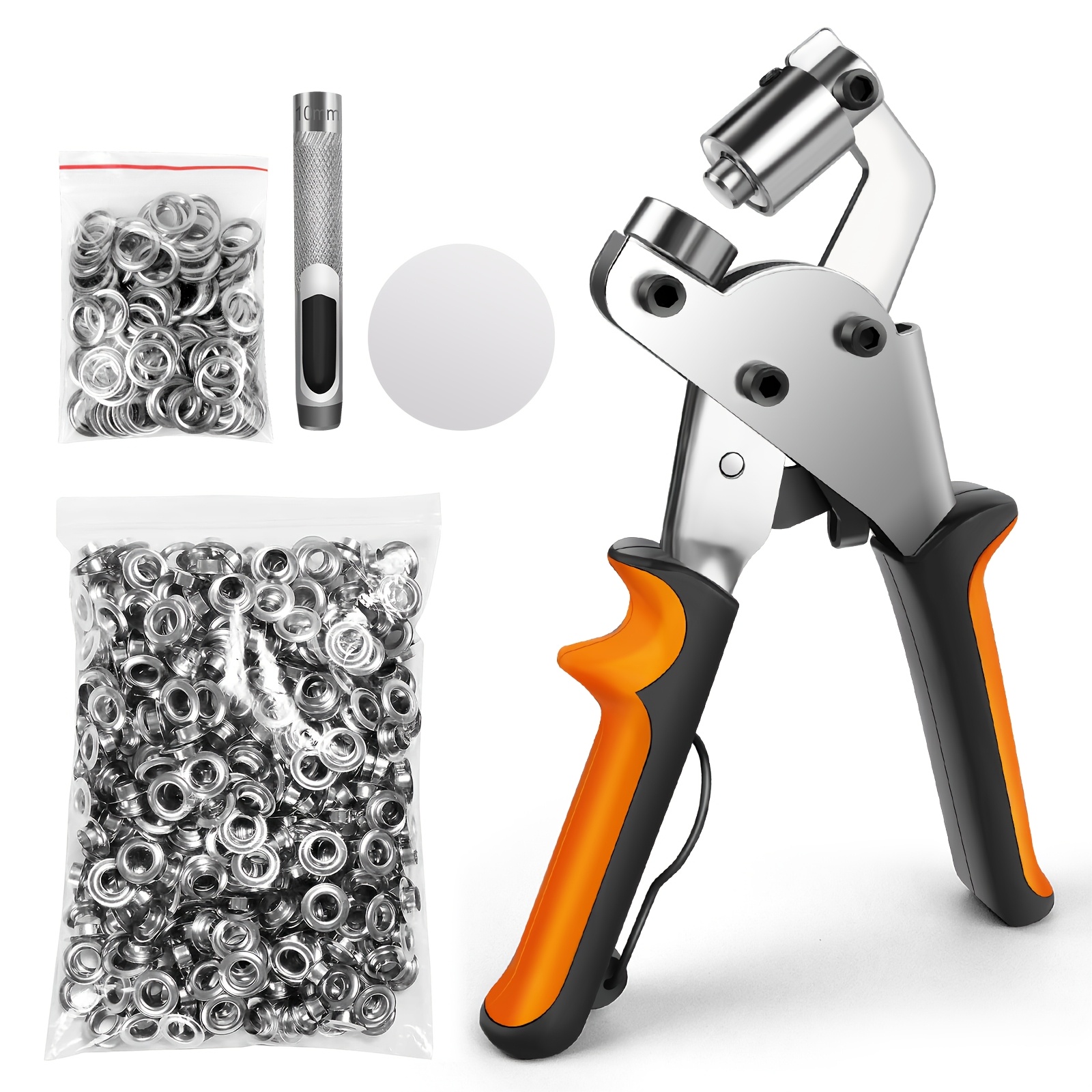 Image of Heavy Duty Grommet Tool Kit, 500pcs 3/8 Inch 10mm Grommets, Grommet Kit, Eyelet Tool, Press For Tarp, Fabric, Banner, Canvas,, Tents, Vinyl, Punching Machine