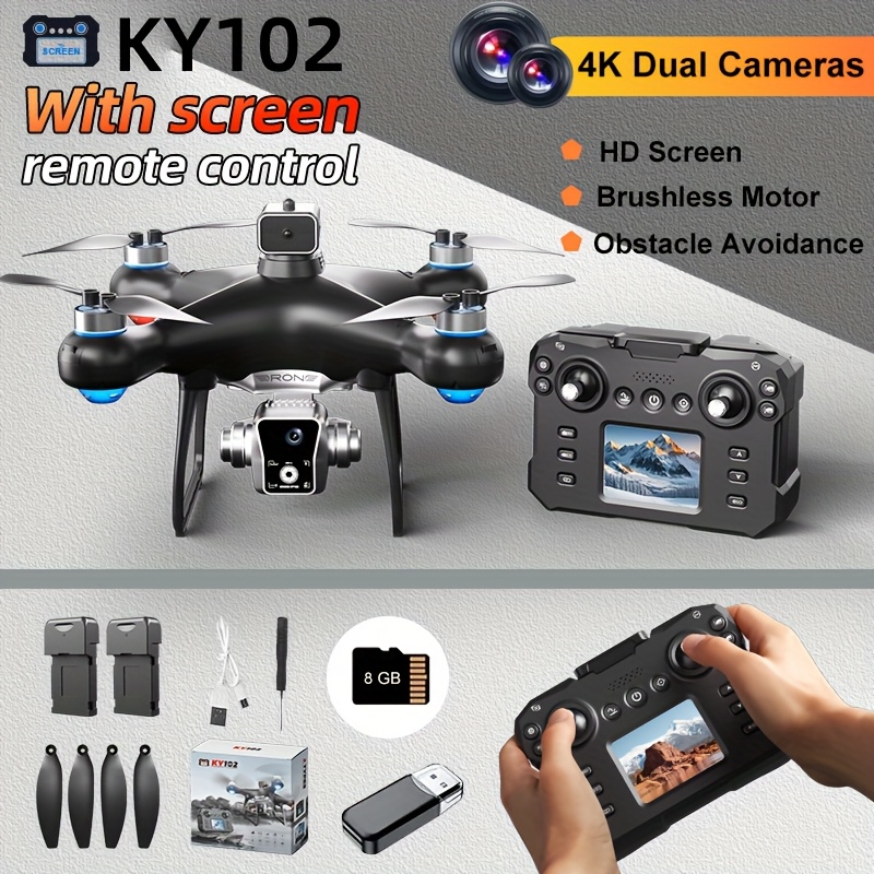 KY102 MAX Drone: FPV Screen Remote, 55min Flight, 360° Avoidance - Trail-Ready Drone Bundle For Camping/Hiking - Best Men'S Gift With 32GB Card, Ultimate Adventure Gift For Camping/Travel