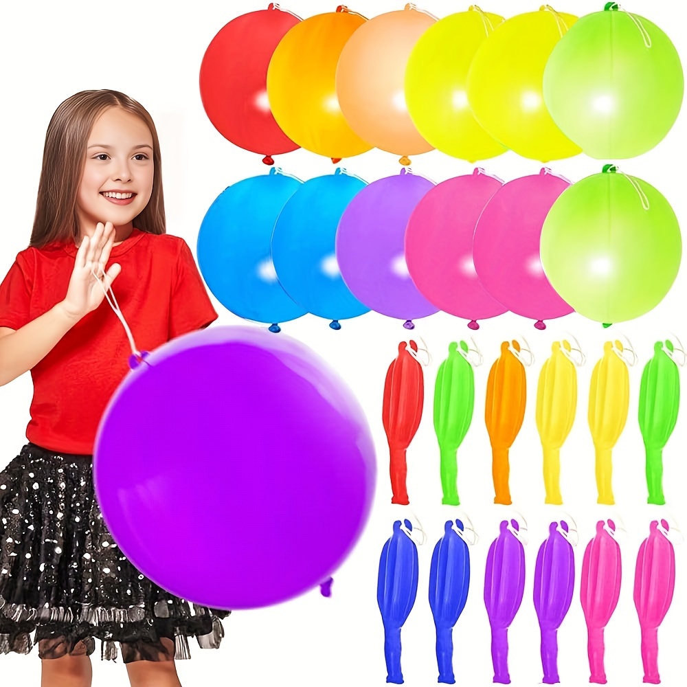 

10/20-pack Punch Balloons With Rubber Band Handles - Perfect For Birthday Parties, Holidays & Outdoor Fun - Durable Latex Bounce Balloons For Kids 8-12