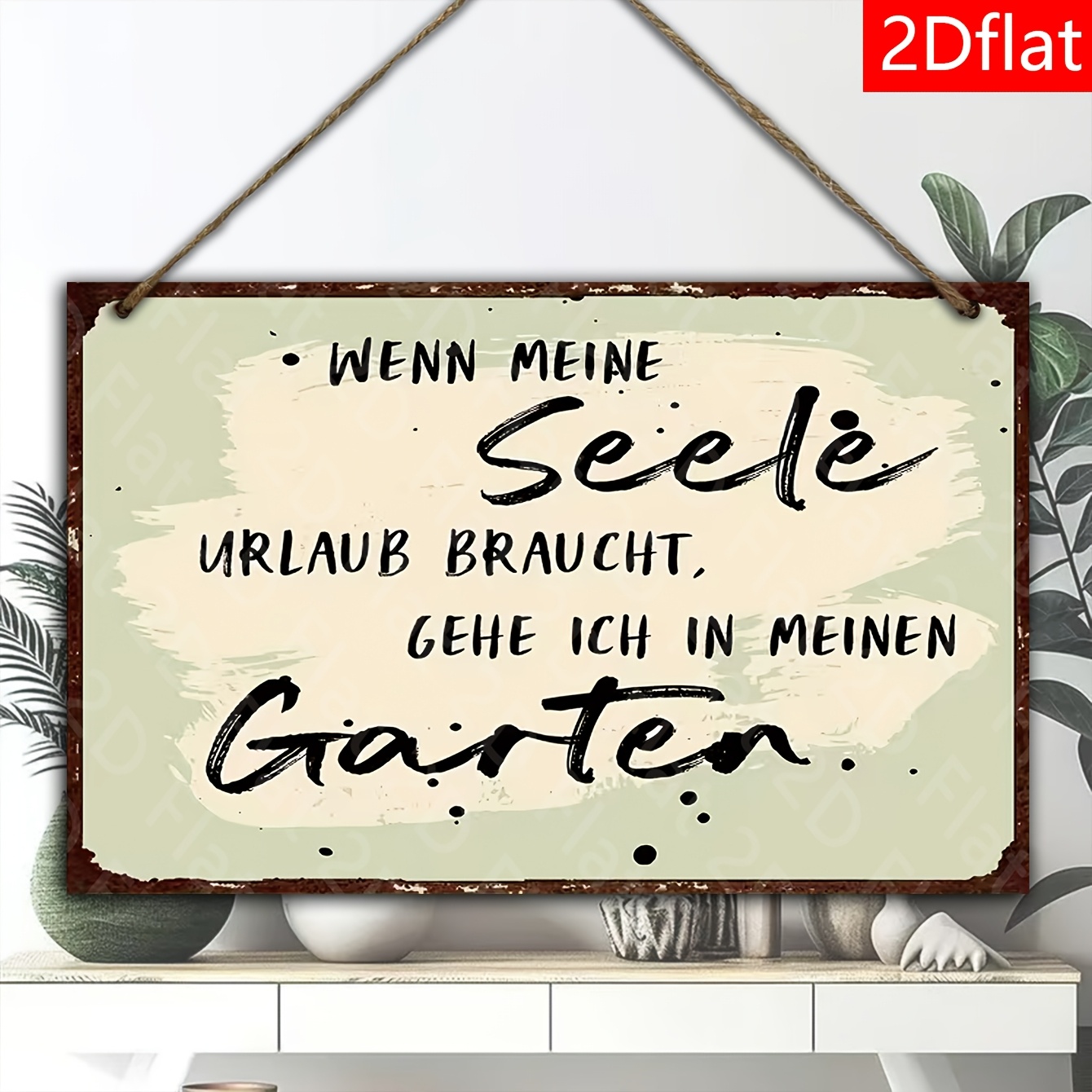 Image of 2d Flat, 1pc Wooden Home Decor Sign, German Style Vintage Design, Perfect For Home Decoration, Hung On Garden Gates, , , Living Rooms, And A Great Gift For Gardening Enthusiasts