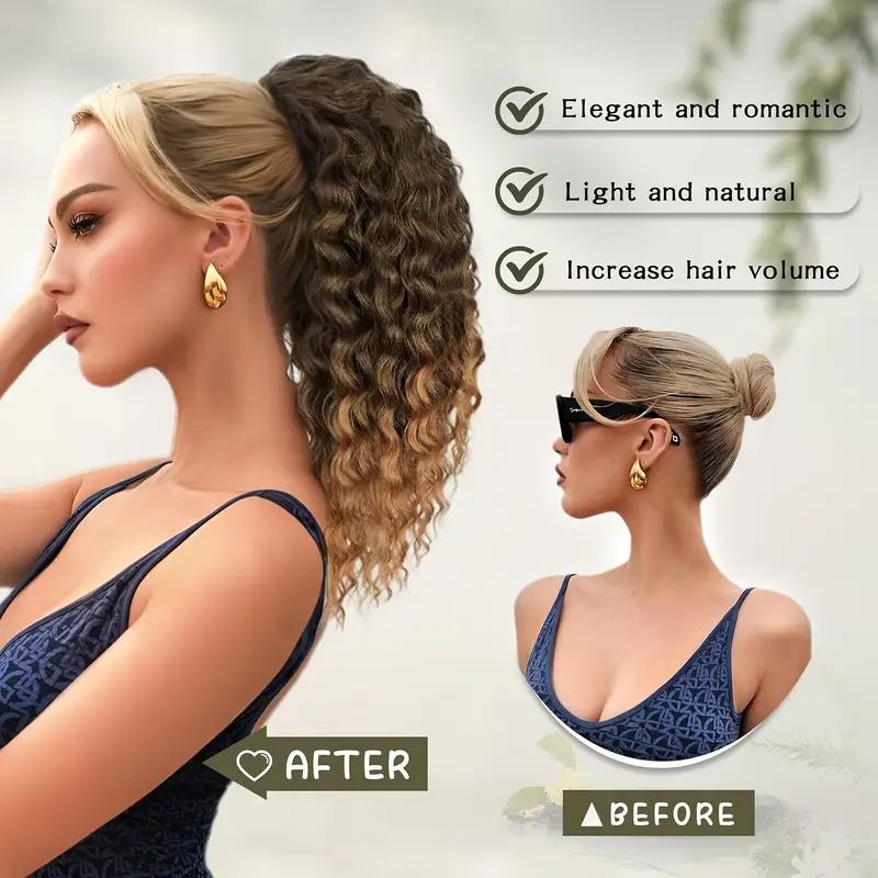 curly ponytail extension drawstring ponytail for women black mixed ginger curly clip in hair extensions 26 inch ponytail extension synthetic hairpiece for daily party details 1