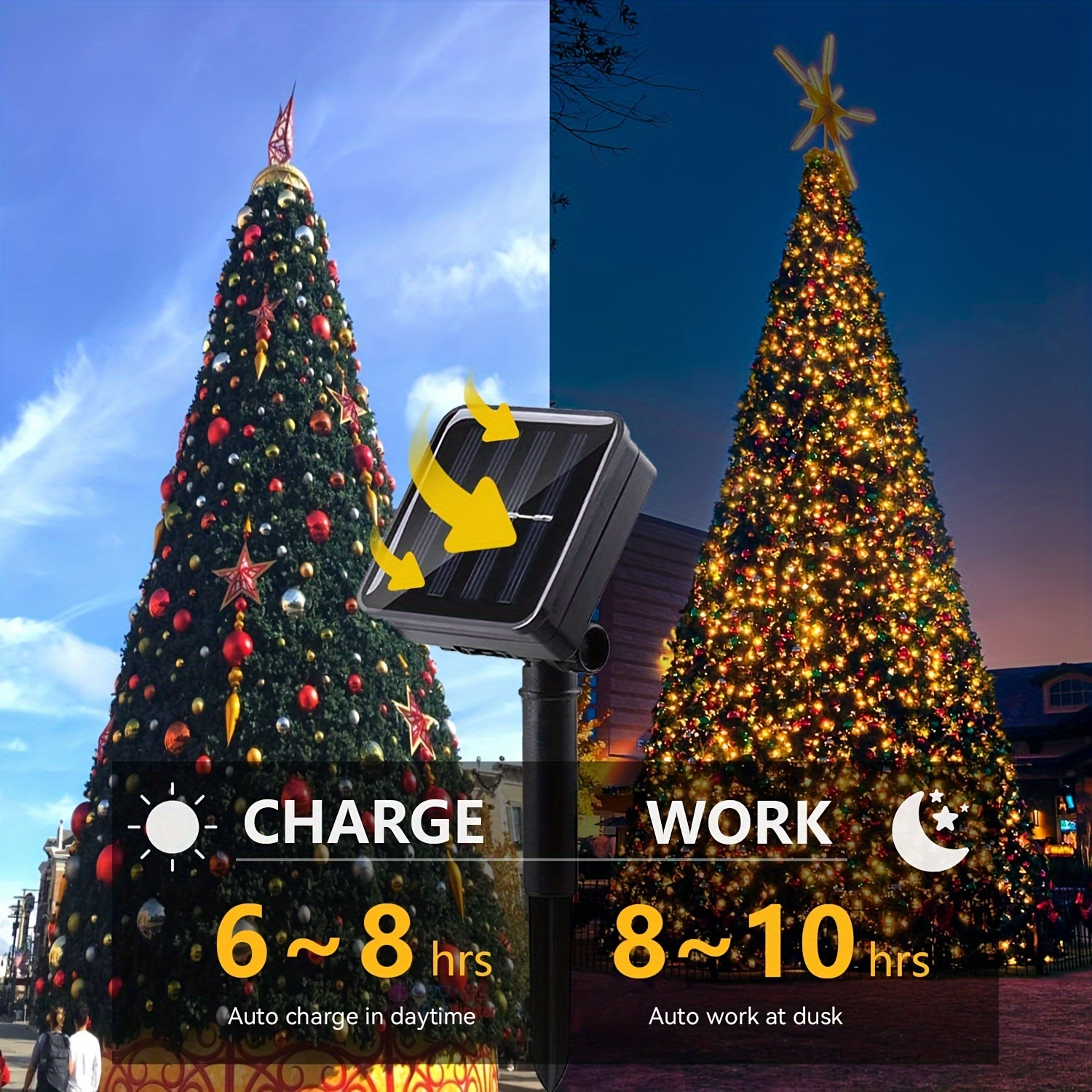 Solar LED String Light -, 8 modes, White/Warm white/Multicolor Copper wire flicker light - Suitable for patio, garden, Christmas, wedding decorations - length 7.0 meter to 32.0 meter, party string | flicker light effect