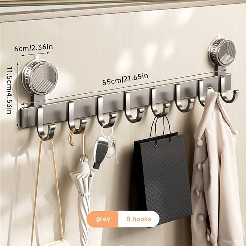 1pc no drill heavy duty hook suction cup mount clutter organizer over the door coat hook key storage rack bathroom towel holder suitable for kitchen and bedroom item storage bathroom accessory