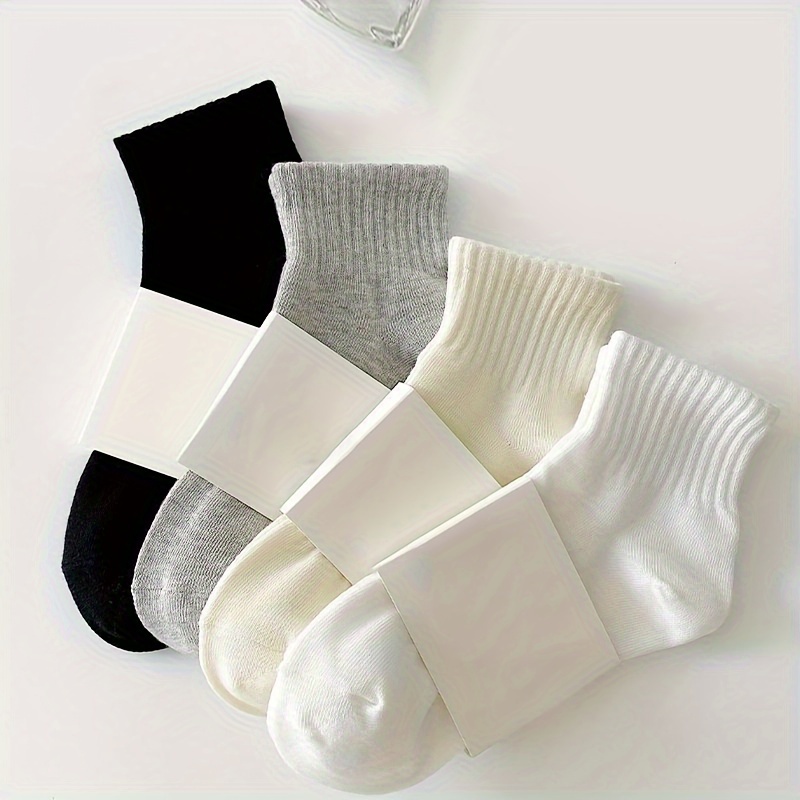 

4 Pairs Simple Solid Socks, Comfy & Breathable Short Socks, Women's Stockings & Hosiery